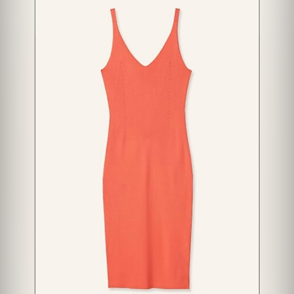 BNWT Hudson North Contour Knit Midi Dress in Dark Coral